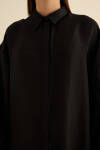 Siyah Rahat Form Keten Bluz - 5