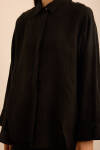 Siyah Rahat Form Keten Bluz - 5