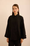 Siyah Rahat Form Keten Bluz - 2
