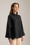Siyah Rahat Form Keten Tunik - 2