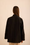 Siyah Rahat Form Tencel Keten Tunik - 7