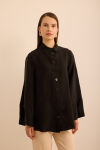 Siyah Rahat Form Tencel Keten Tunik - 4