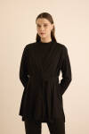 Siyah Rayon Örme Hırka - 4