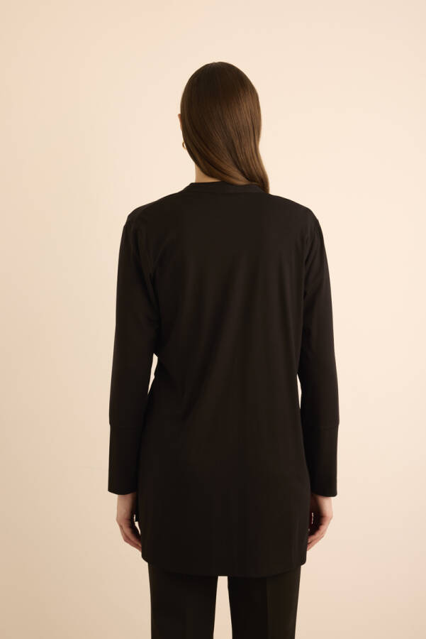 Siyah Rayon Örme Hırka - 7