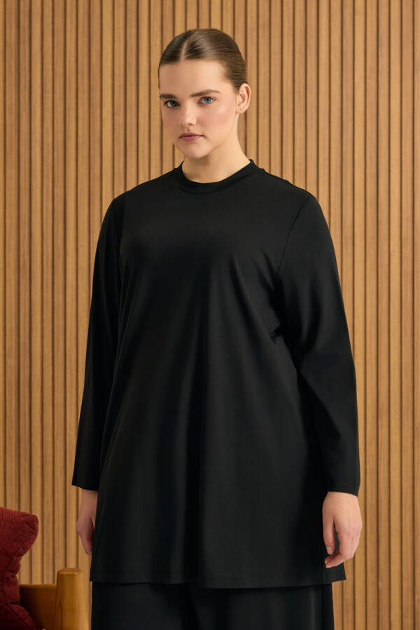 Siyah Rayon Pijama Üstü - Aker