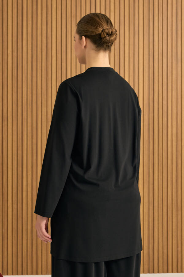 Siyah Rayon Pijama Üstü - 4