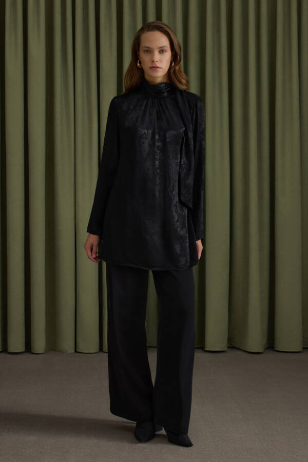 Siyah Rayon Viscon Pantolon - 1