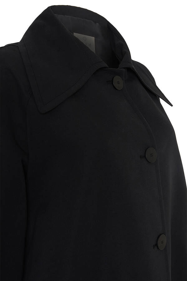 Siyah Reglan Kesim Astarlı Trençkot - Aker (1)