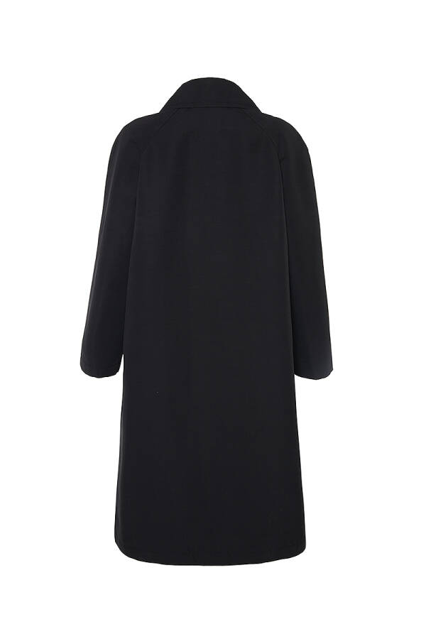 Siyah Reglan Kesim Astarlı Trençkot - 3