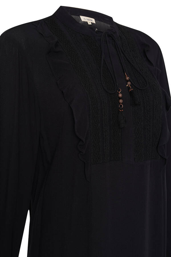 Siyah Robası Dantelli Tunik - 2