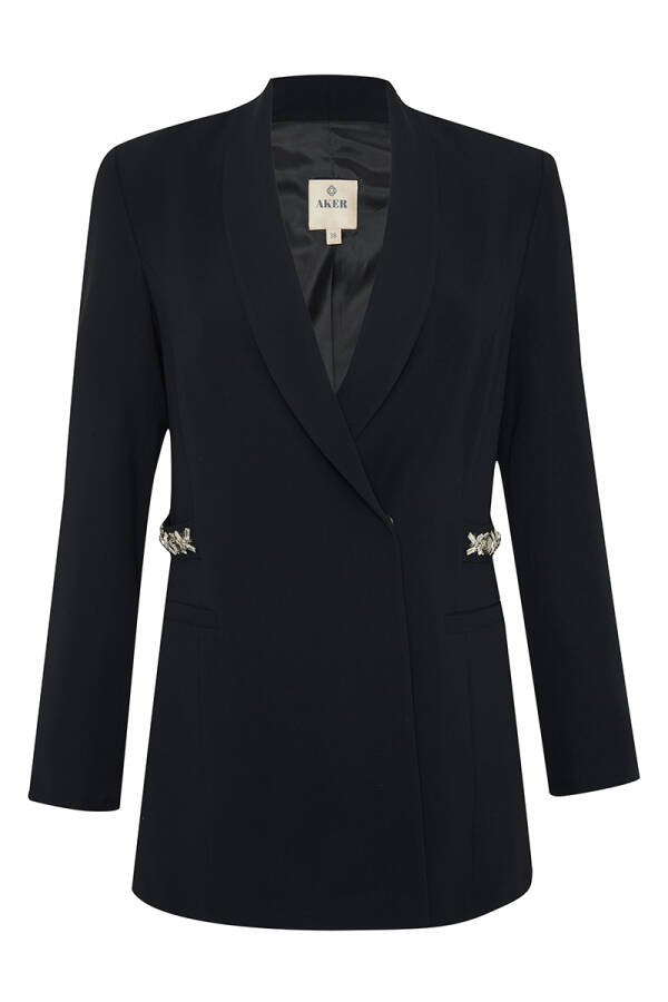 Siyah Şal Yaka İşleme Detaylı Abiye Ceket - 1