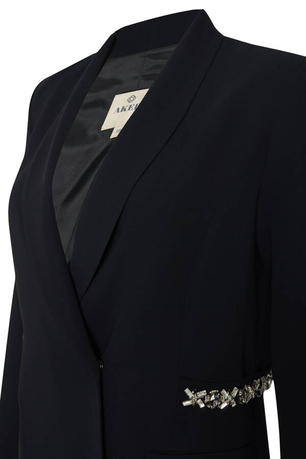 Siyah Şal Yaka İşleme Detaylı Abiye Ceket - 2