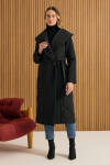 Siyah Şal Yaka Kapitone Mont 