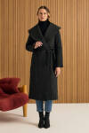 Siyah Şal Yaka Kapitone Mont - 2