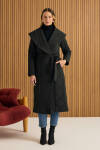Siyah Şal Yaka Kapitone Mont - 3