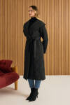 Siyah Şal Yaka Kapitone Mont - 4