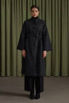 Siyah Şal Yaka Kapitone Mont - 2