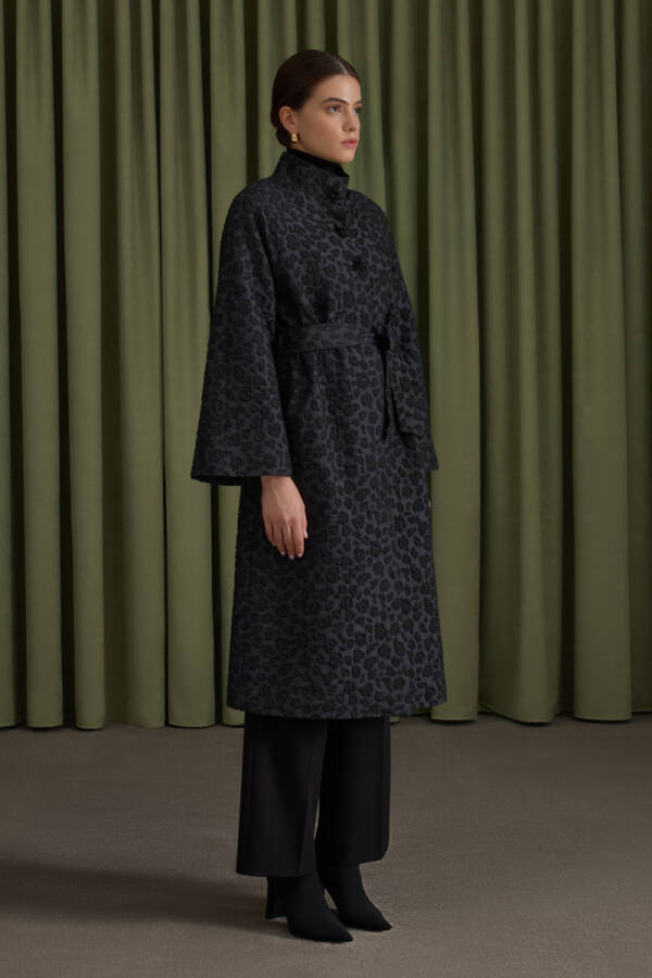 Siyah Şal Yaka Kapitone Mont - 3