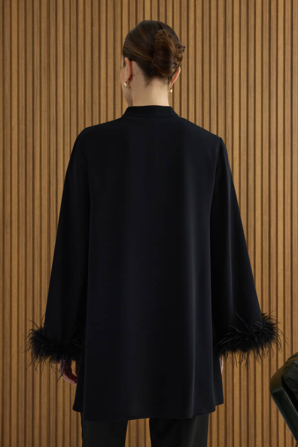 Siyah Şerit Tüylü Tunik - 5