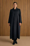 Siyah Seyyar Broş Detaylı Pardösü - 2