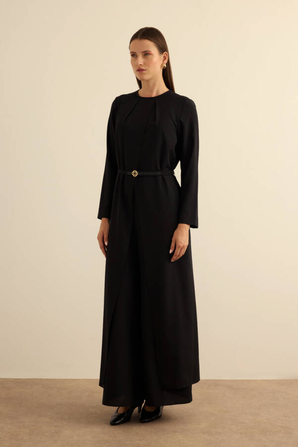 Siyah Seyyar Kemerli Detaylı Tulum - Aker (1)