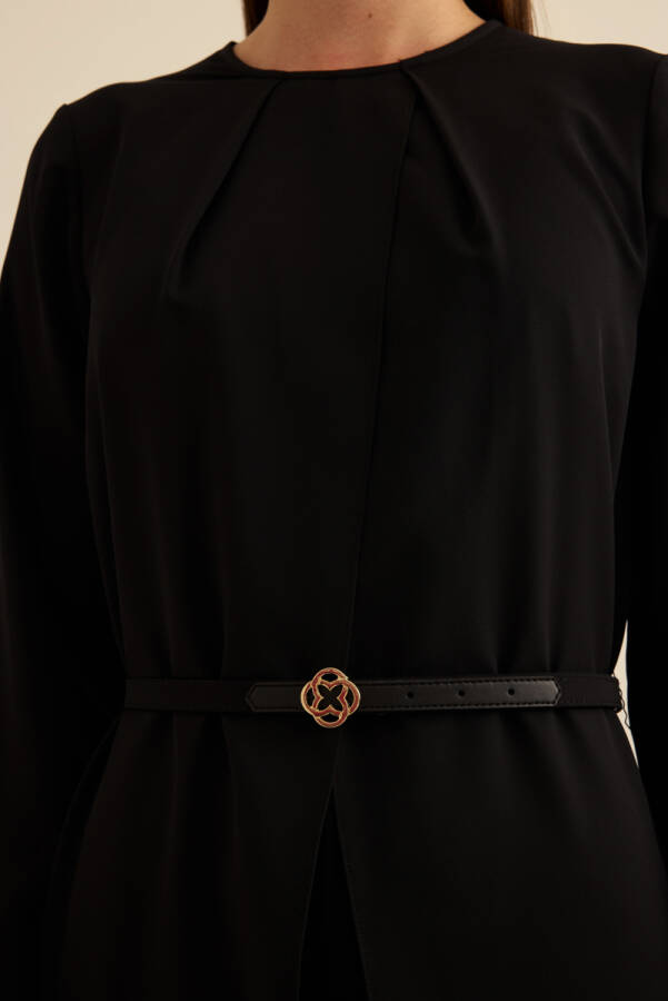 Siyah Seyyar Kemerli Detaylı Tulum - 6