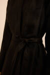 Siyah Seyyar Kuşaklı KetenGömlek Elbise - 7