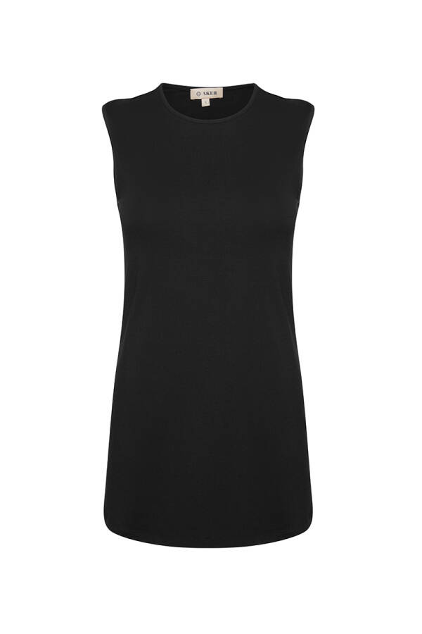 Siyah Sıfır Kollu Bisiklet Yaka Body - Aker