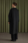 Siyah Sıfır Yaka Manto - 6