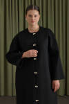 Siyah Sıfır Yaka Manto - 1