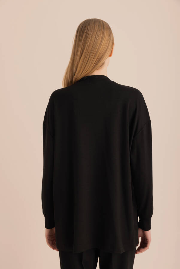 Siyah Taş Detaylı Swatshirt - 6