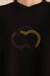 Siyah Taş Yapıştırma Detaylı Sweatshirt - 3