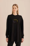 Siyah Taş Yapıştırma Detaylı Sweatshirt - 4