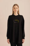 Siyah Taş Yapıştırma Detaylı Sweatshirt - 6
