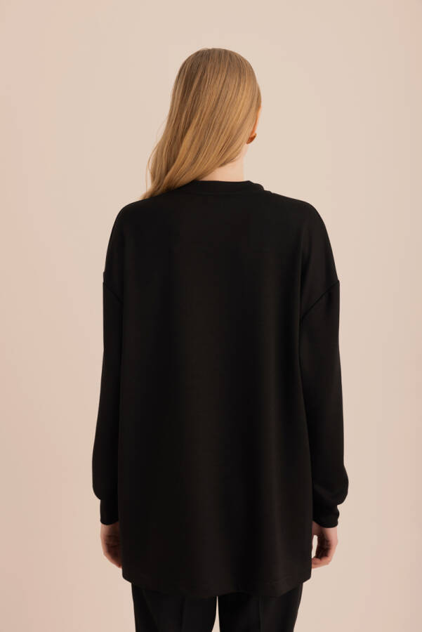 Siyah Taş Yapıştırma Detaylı Sweatshirt - 7