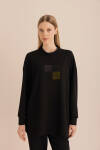 Siyah Taş Yapıştırma Detaylı Sweatshirt - 4