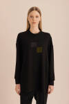 Siyah Taş Yapıştırma Detaylı Sweatshirt - 6