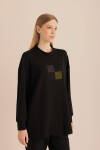 Siyah Taş Yapıştırma Detaylı Sweatshirt - 2