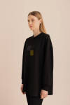 Siyah Taş Yapıştırma Detaylı Sweatshirt - 5