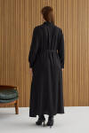 Siyah Tencel Elbise - 6