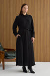 Siyah Tencel Elbise - 4