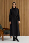 Siyah Tencel Elbise - 3