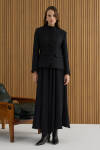 Siyah Tweed Ceket Görünümlü Crep Etekli Elbise - 3