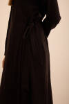 Siyah Viscon Cotton , Yandan Bağlamalı Sabahlık - 6