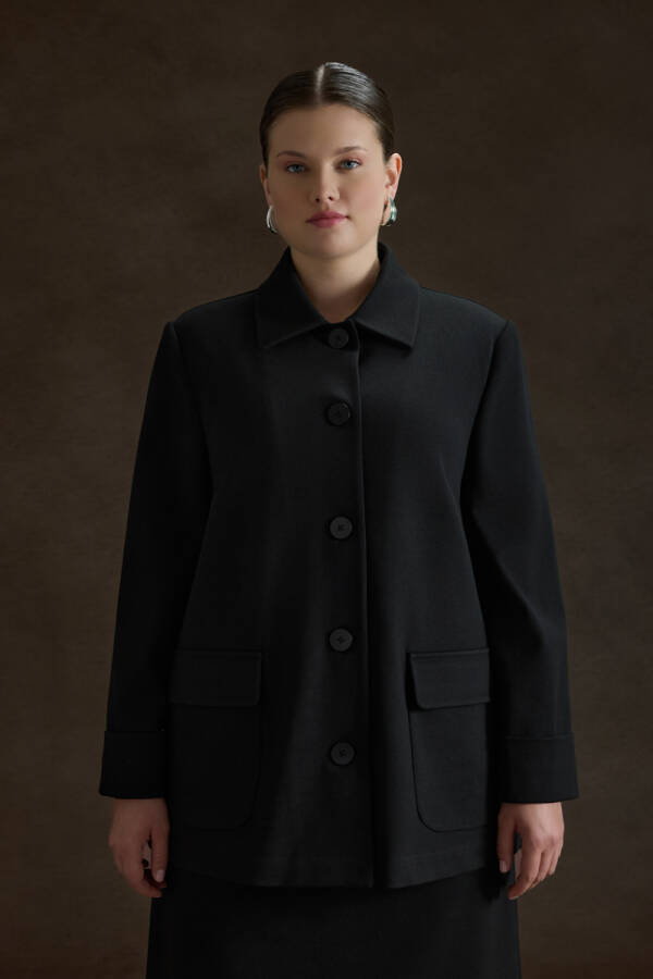 Siyah Viscon İçerikli Hırka - Aker