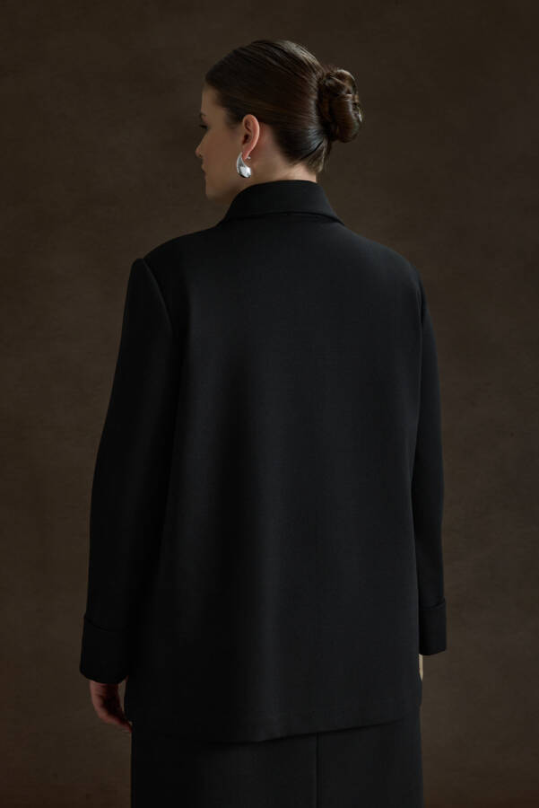 Siyah Viscon İçerikli Hırka - 5