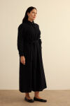 Siyah Vual Astarlı Cotton Brode Elbise - 5