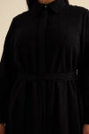 Siyah Vual Astarlı Cotton Brode Elbise - 6