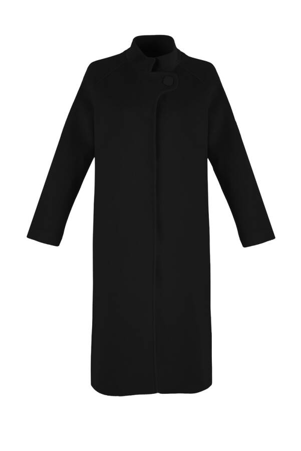 Siyah Yaka Detaylı Kaşe Kaban - 1