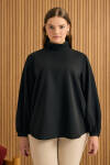 Siyah Yakası Büzgü Detaylı Bluz - 3
